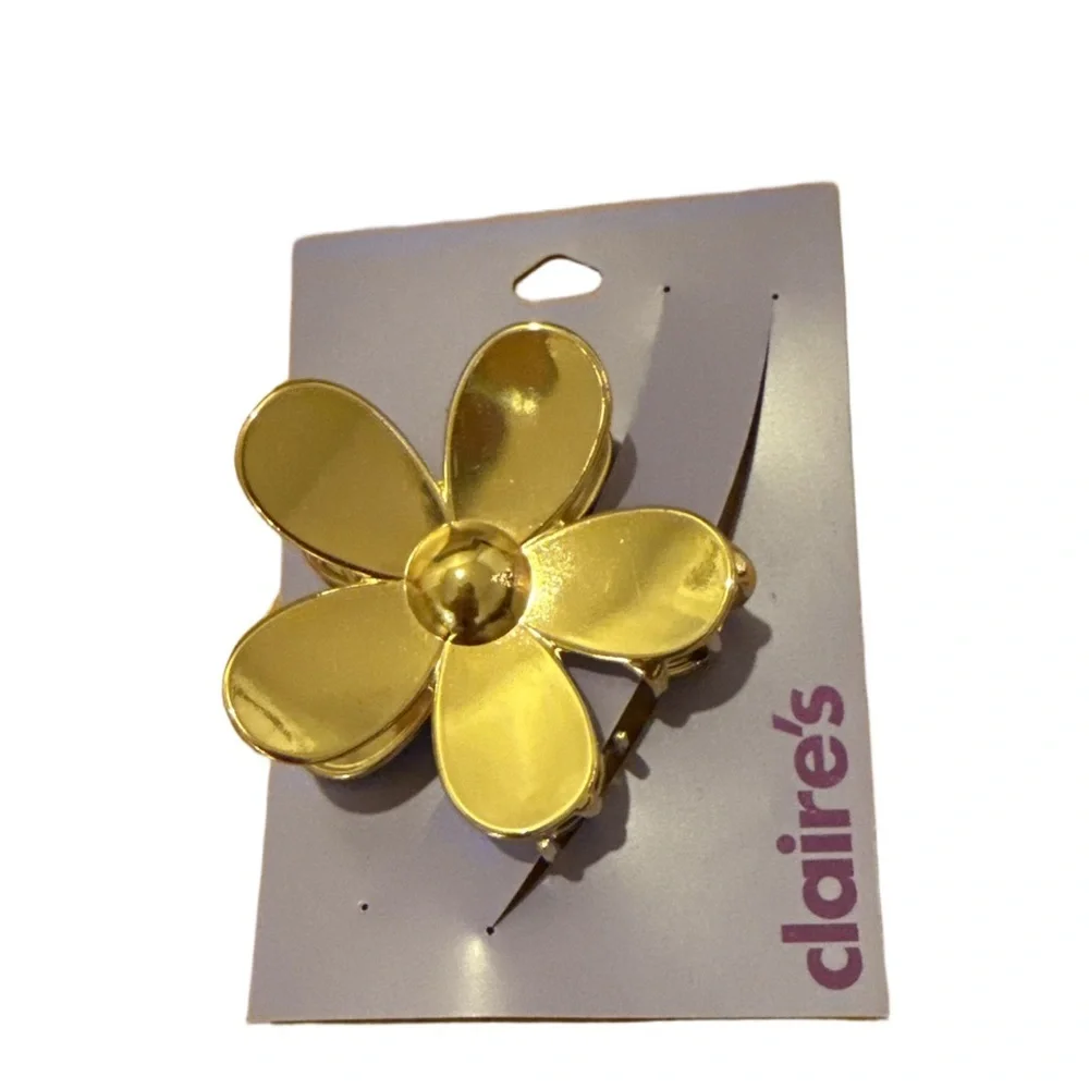Claire's Shiny Gold Floral Hair Accessory